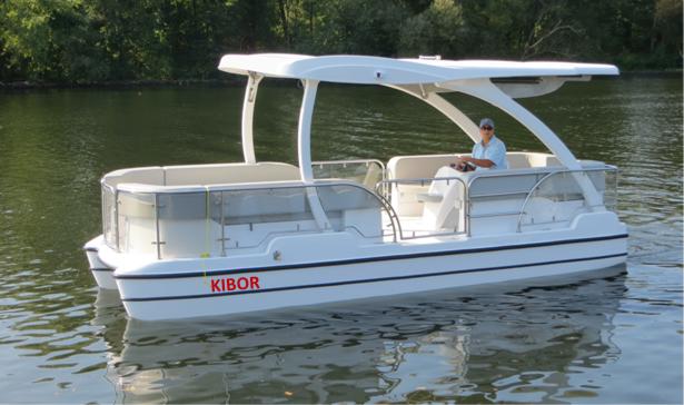 Яхта KIBOR на солнечных батареях предназначена для семейного отдыха, проведения корпоративов и деловых встреч,  для экскурсий и рыбалки.